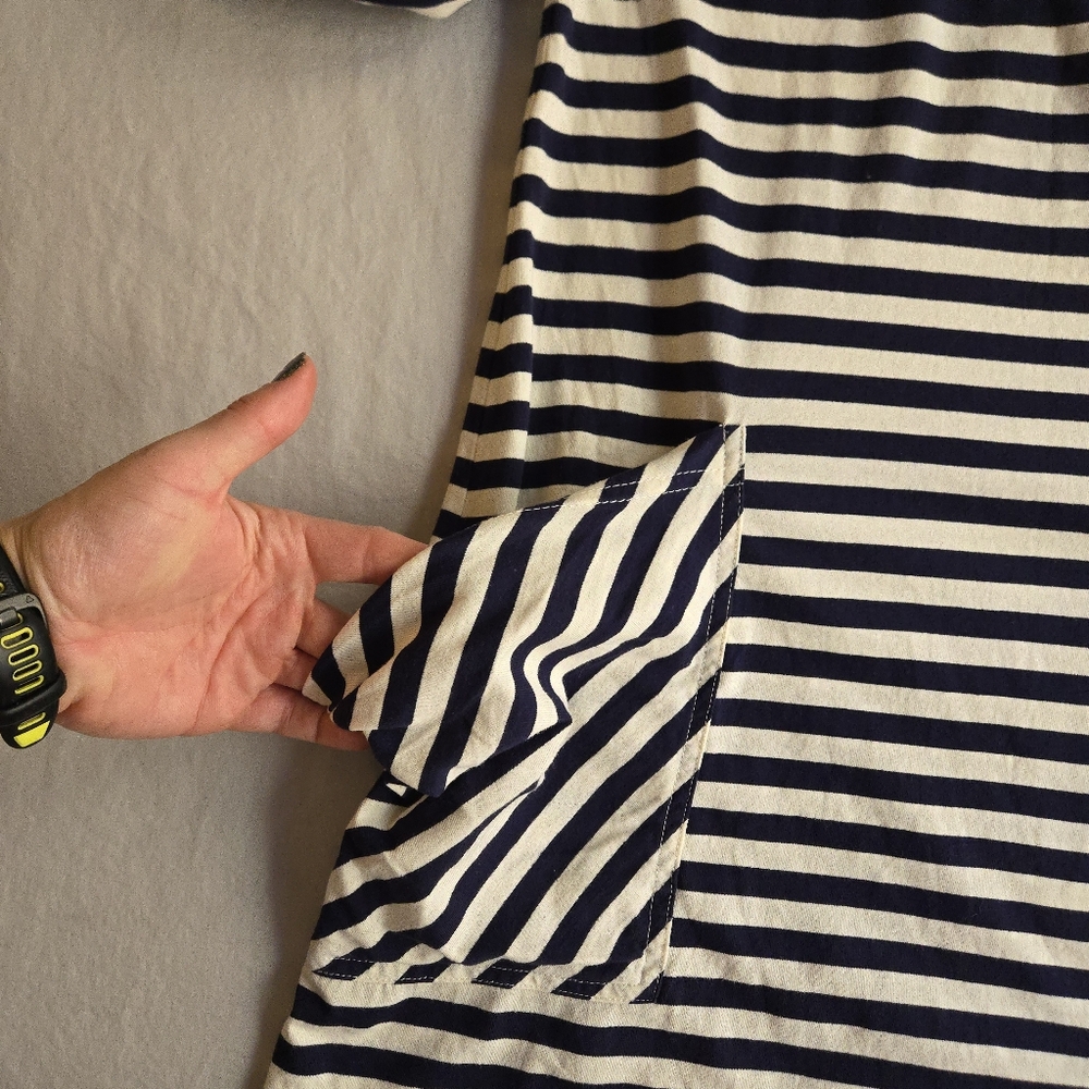 Nanette Lepore Swim Tunic Cover Up Navy White Nautical Stripe - Picture 12 of 13